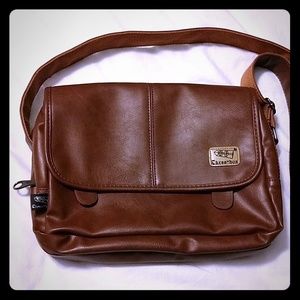 Brown Crossbody PU Leather Purse Organizer Bag